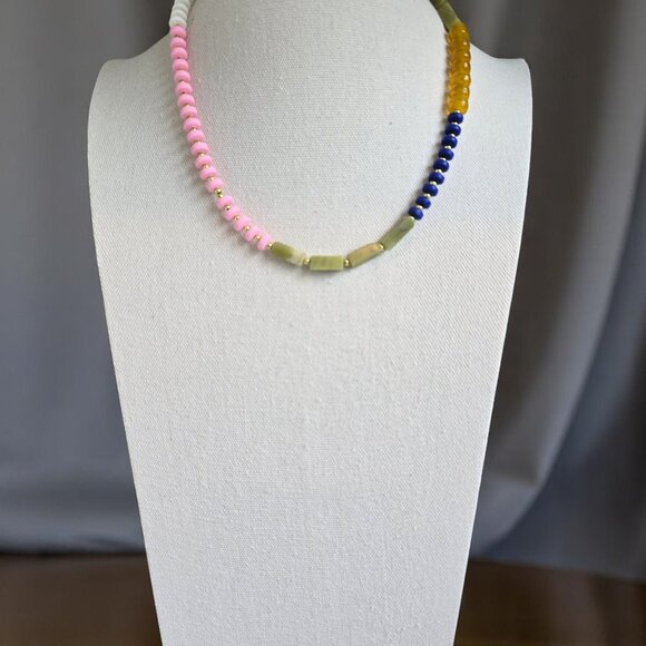 Multi color jade and abacus candy bead choker - Picture 2 of 5
